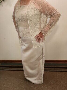 Stenay Beaded Sheer Overlay Maxi Dress in Ivory Cream